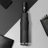 Hengdun fully automatic folding umbrella for men and women, black vinyl UPF50 +, sun protection, UV protection, sunshade, one-click opening and closing, three-fold, portable business umbrella for both weather and rain, supports custom LOGO details Picture